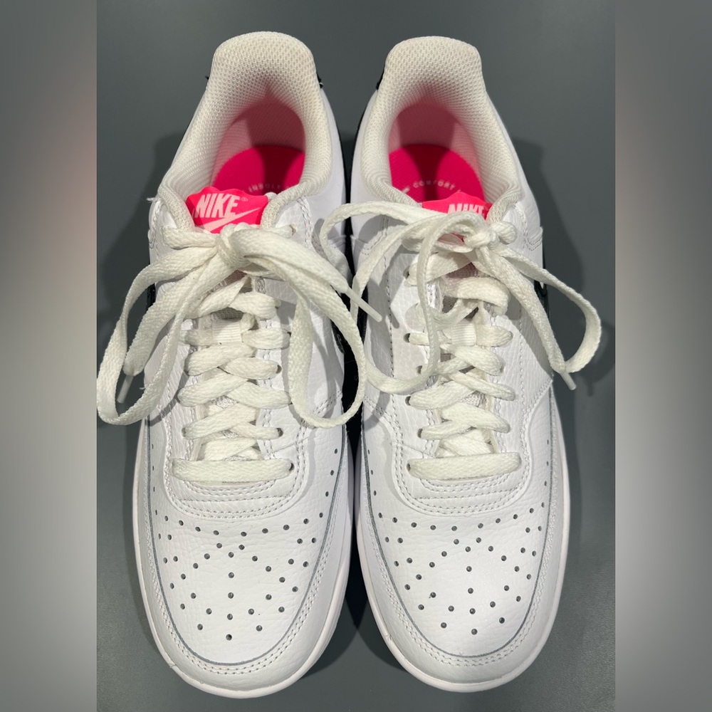Nike Women’s Court Vision Low White with Hyperpink - Picture 3 of 6